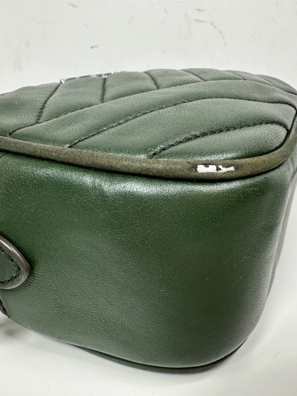 USED Tory Burch Kira Chevron Leather Camera Bag - Small In Green